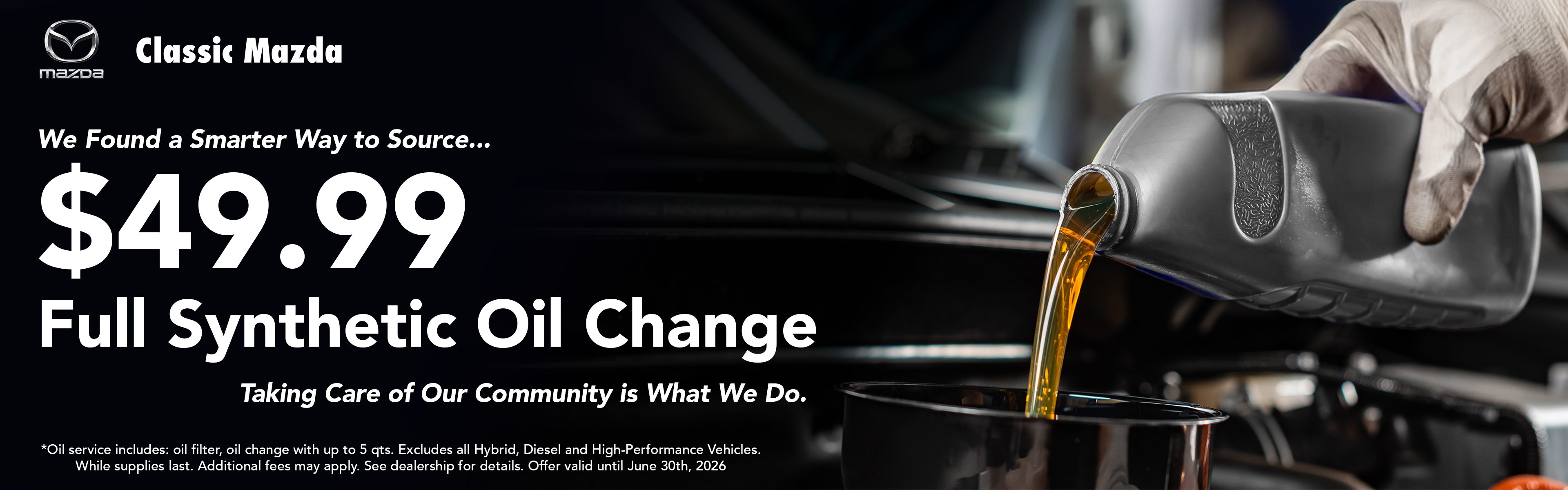 Full synthetic oil change, now with a new low price.