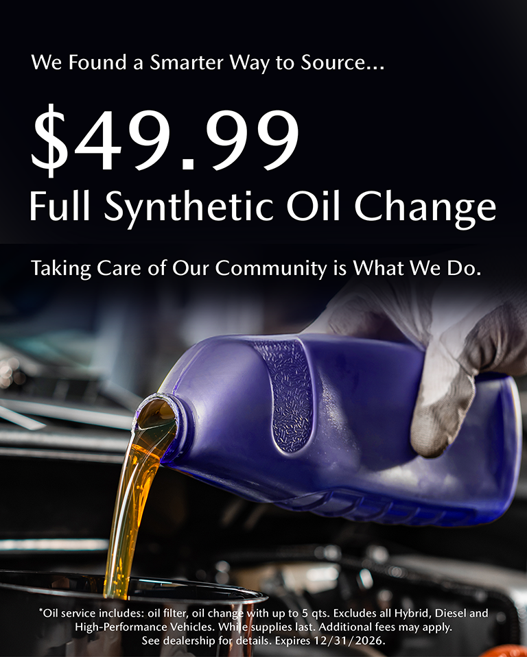 Full synthetic oil change, now with a new low price.