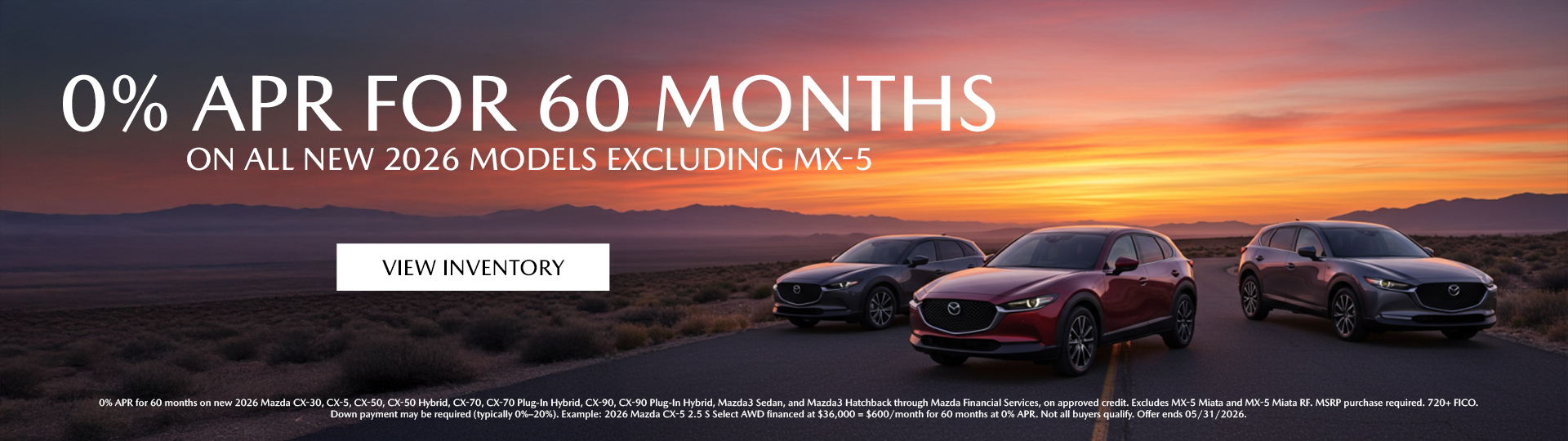 0% APR For 60 Months On Select New Mazda