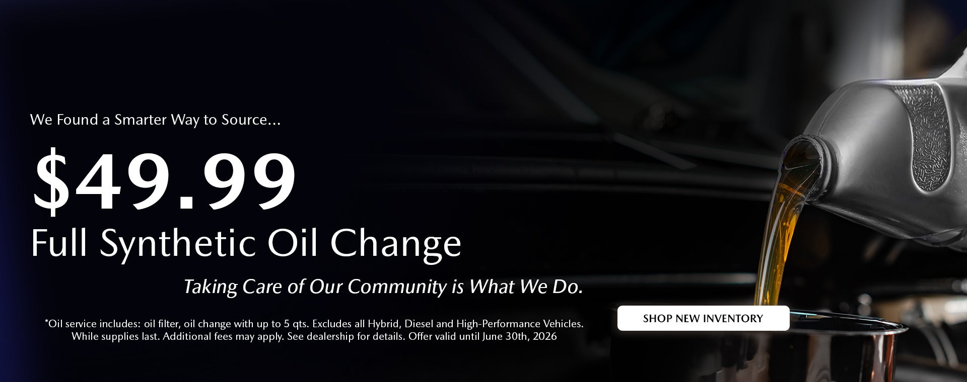 Full synthetic oil change, now with a new low price.